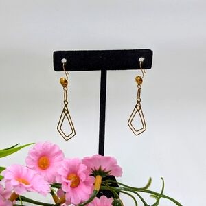Minimalist Geometric Design Gold Plated Vintage Dangle Earrings